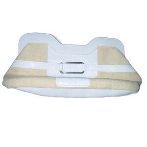 Vintage EUC Elizabeth Arden Sand Color, w. White Outline Silver decor Clutch Bag